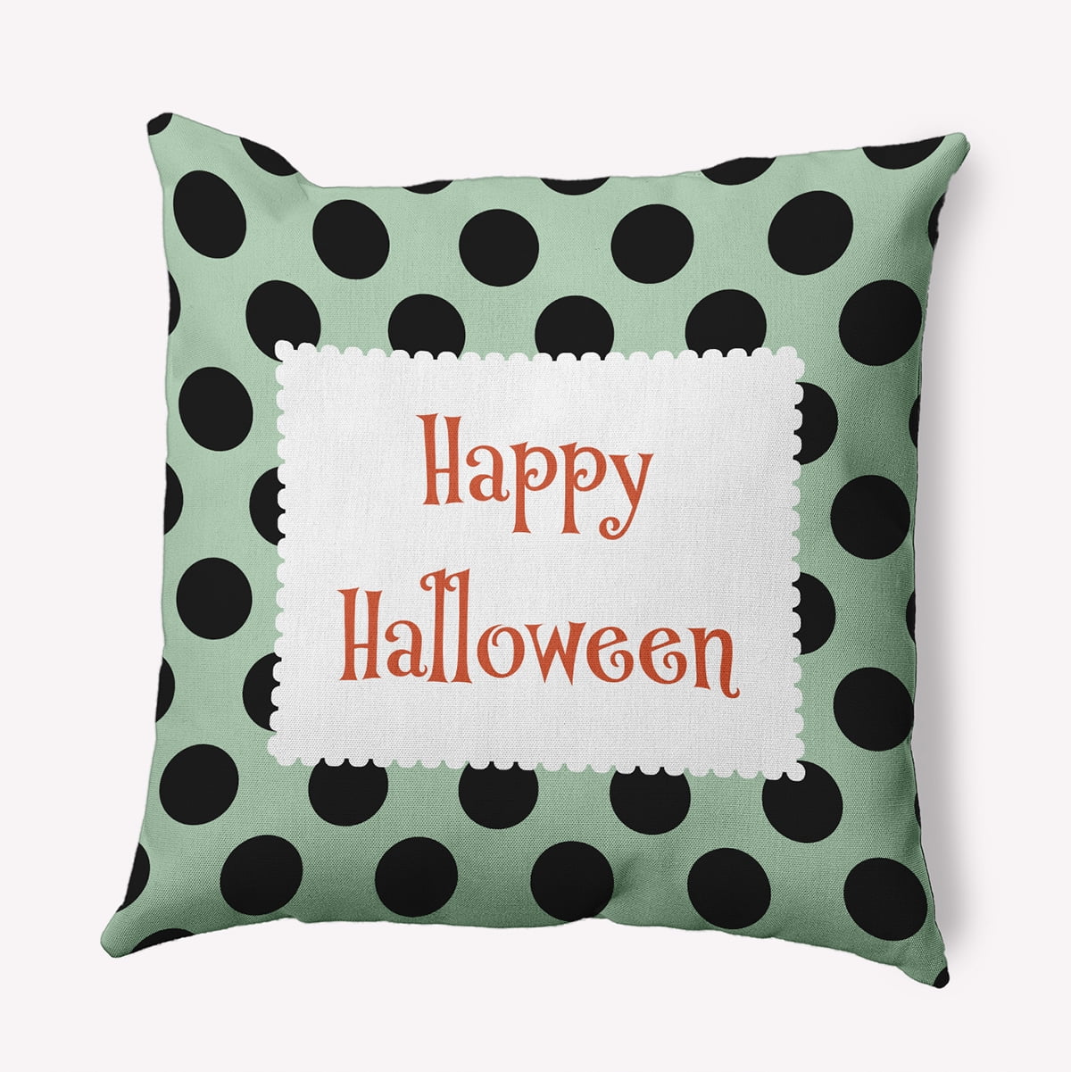 18" x 18" Simply Daisy Halloween Happy Halloween Dots Polyester Indoor/Outdoor Pillow, Mint Green Qty 1