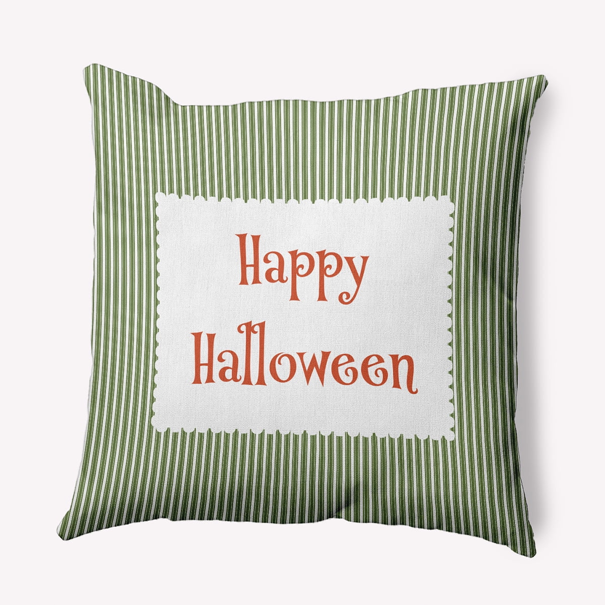 18" x 18" Simply Daisy Halloween Happy Halloween Ticking Polyester Indoor/Outdoor Pillow, Scallion Qty 1