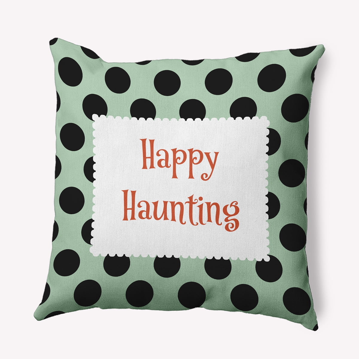 18" x 18" Simply Daisy Halloween Happy Haunting Dots Polyester Accent Pillow, Mint Green Qty 1