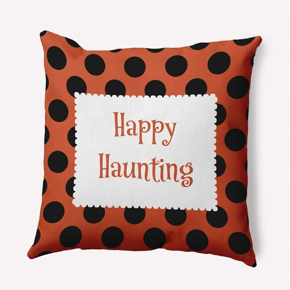 18" x 18" Simply Daisy Halloween Happy Haunting Dots Polyester Indoor/Outdoor Pillow, Harvest Orange Qty 1
