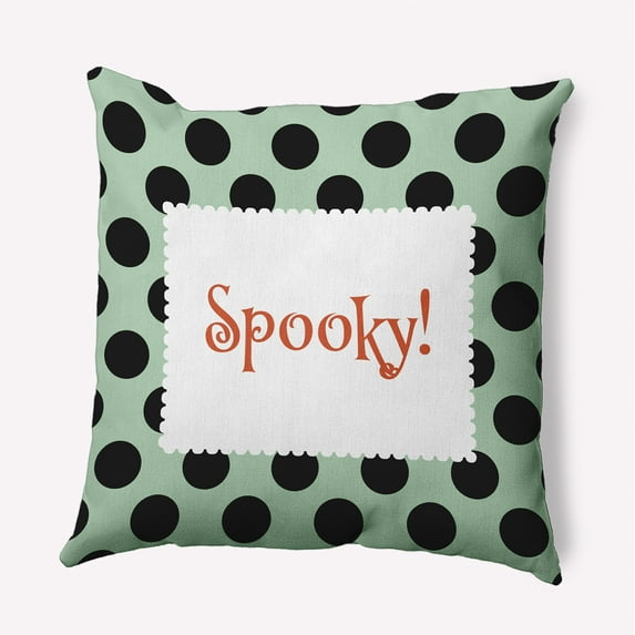 18" x 18" Simply Daisy Halloween Spooky Dots Polyester Indoor/Outdoor Pillow, Mint Green Qty 1