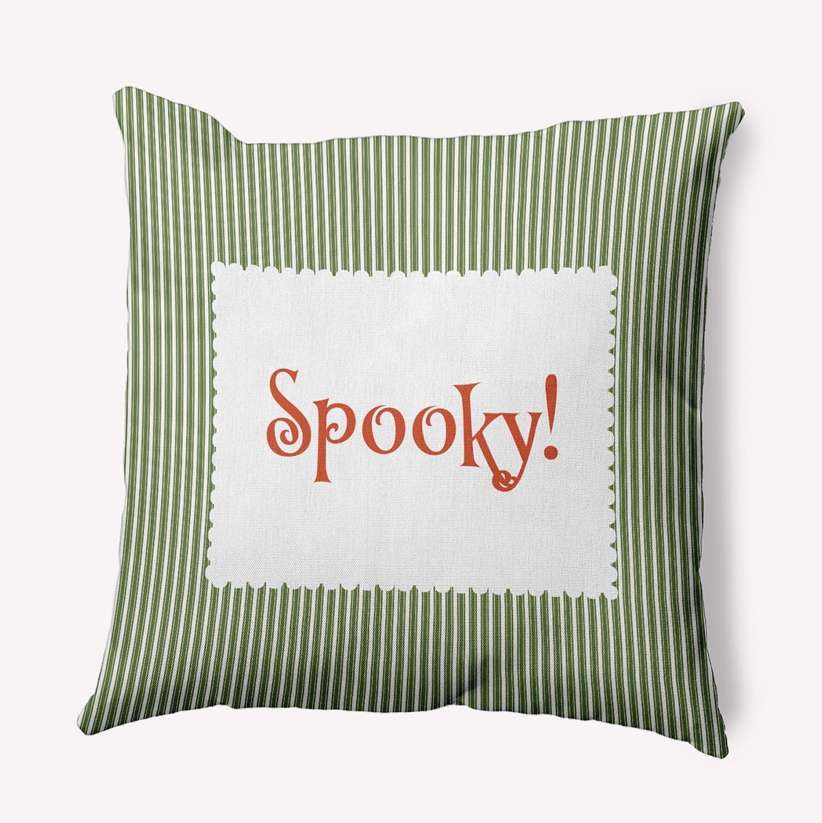18" x 18" Simply Daisy Halloween Spooky Ticking Polyester Accent Pillow, Scallion Qty 1