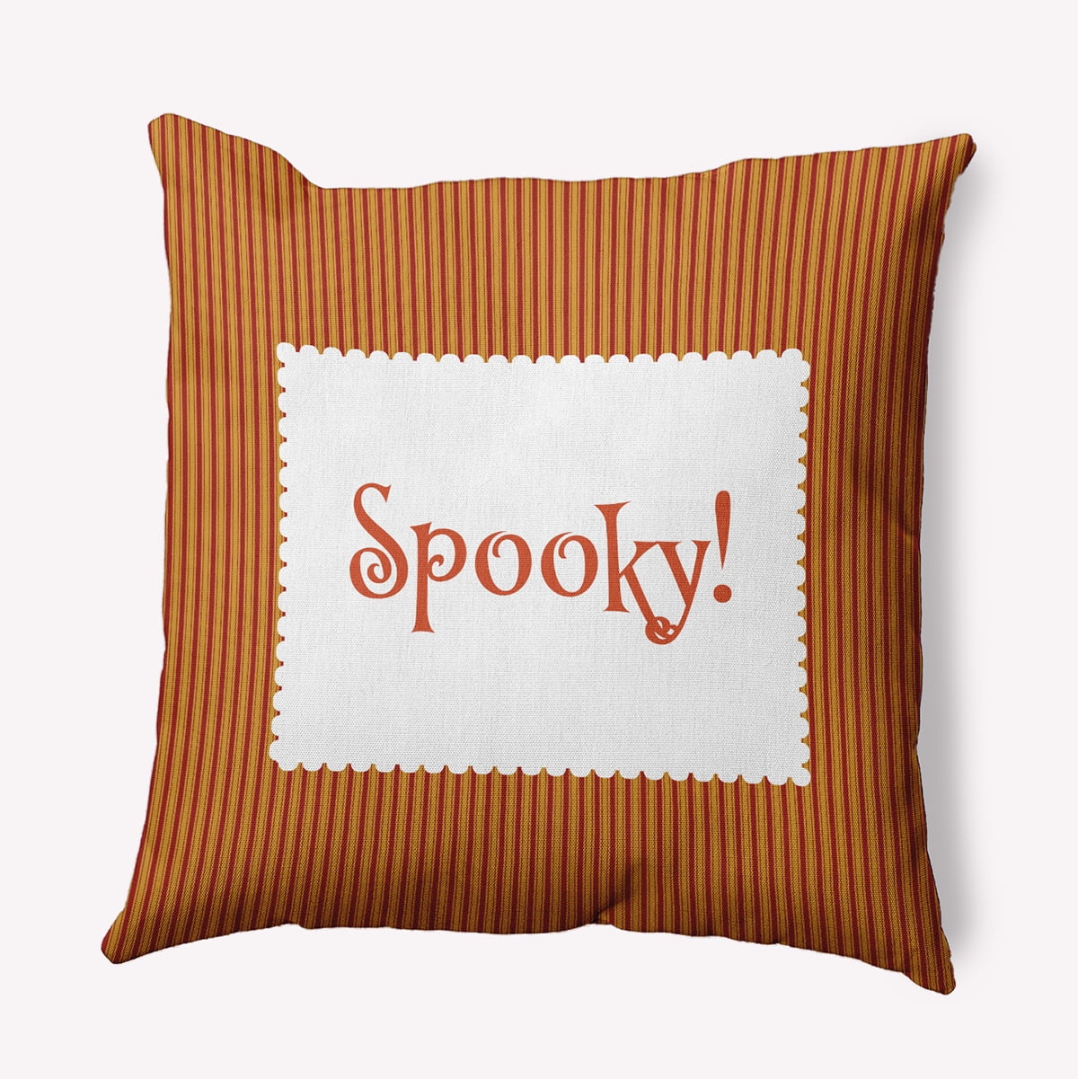 18" x 18" Simply Daisy Halloween Spooky Ticking Polyester Indoor/Outdoor Pillow, Dark Red Qty 1