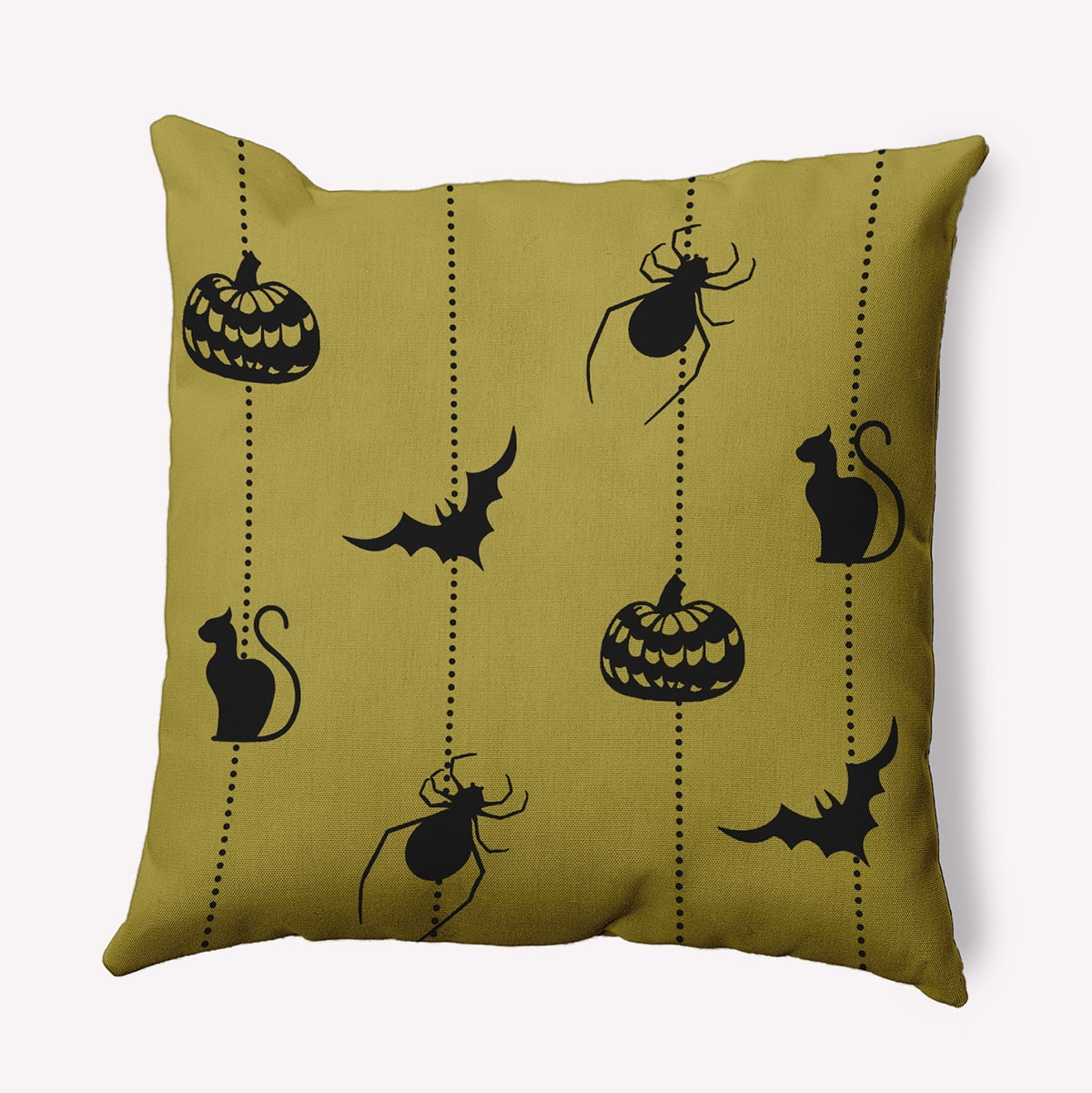 18" x 18" Simply Daisy Halloween Web Polyester Accent Pillow, Muted Gold Qty 1