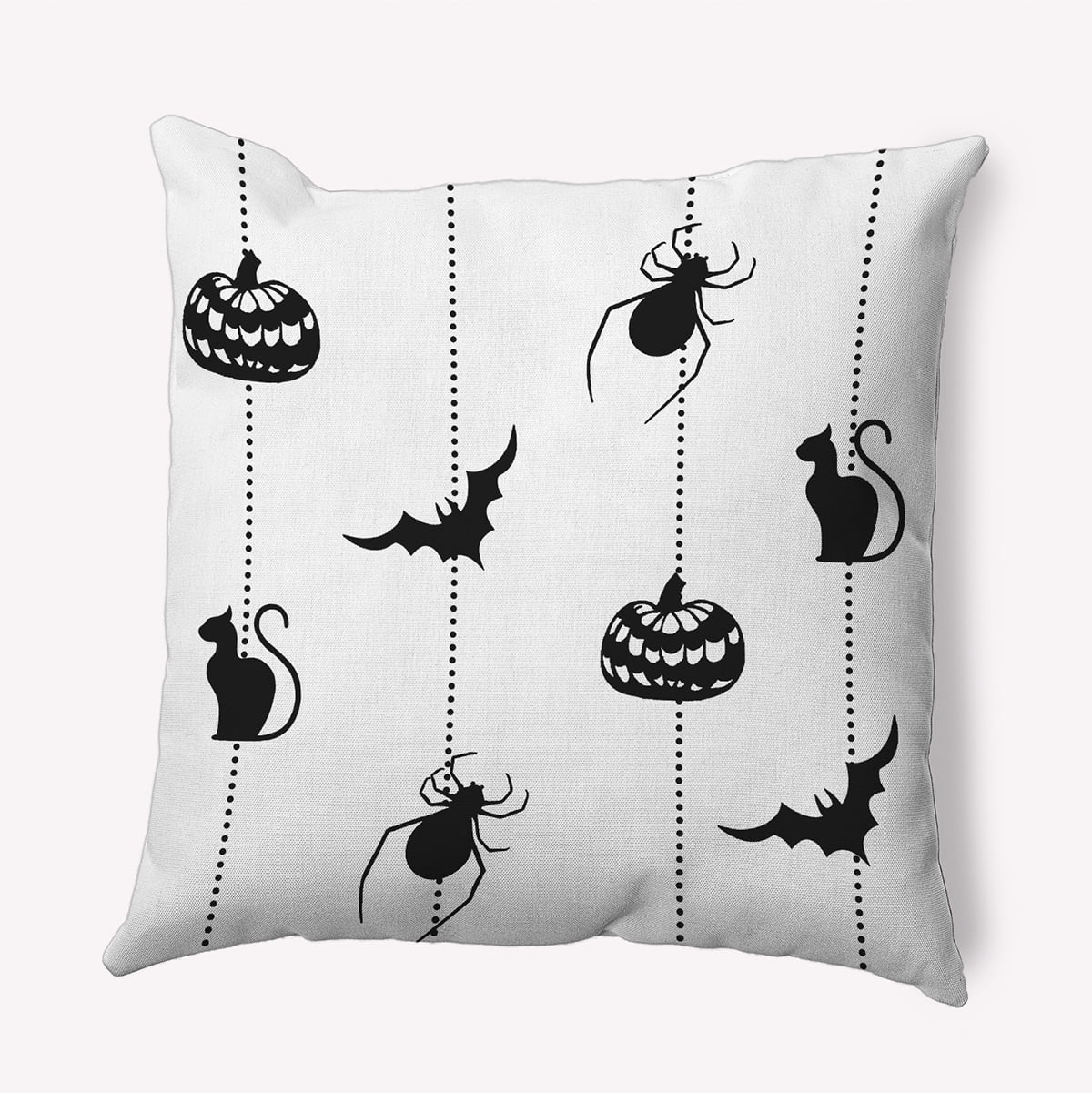 18" x 18" Simply Daisy Halloween Web Polyester Indoor/Outdoor Pillow, White Qty 1
