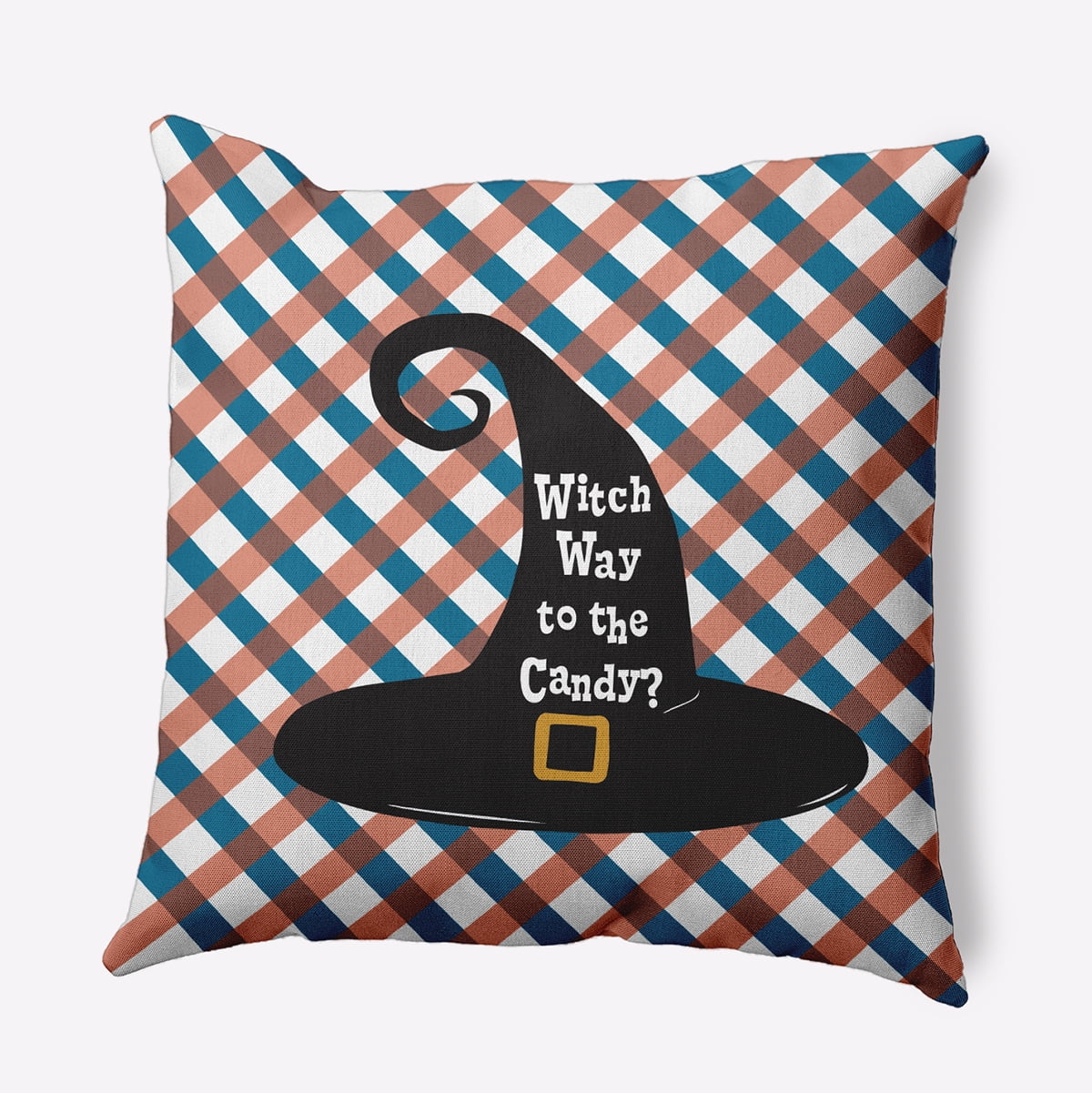 18" x 18" Simply Daisy Halloween Witch Way to the Candy Polyester Accent Pillow, Unreal Teal Qty 1