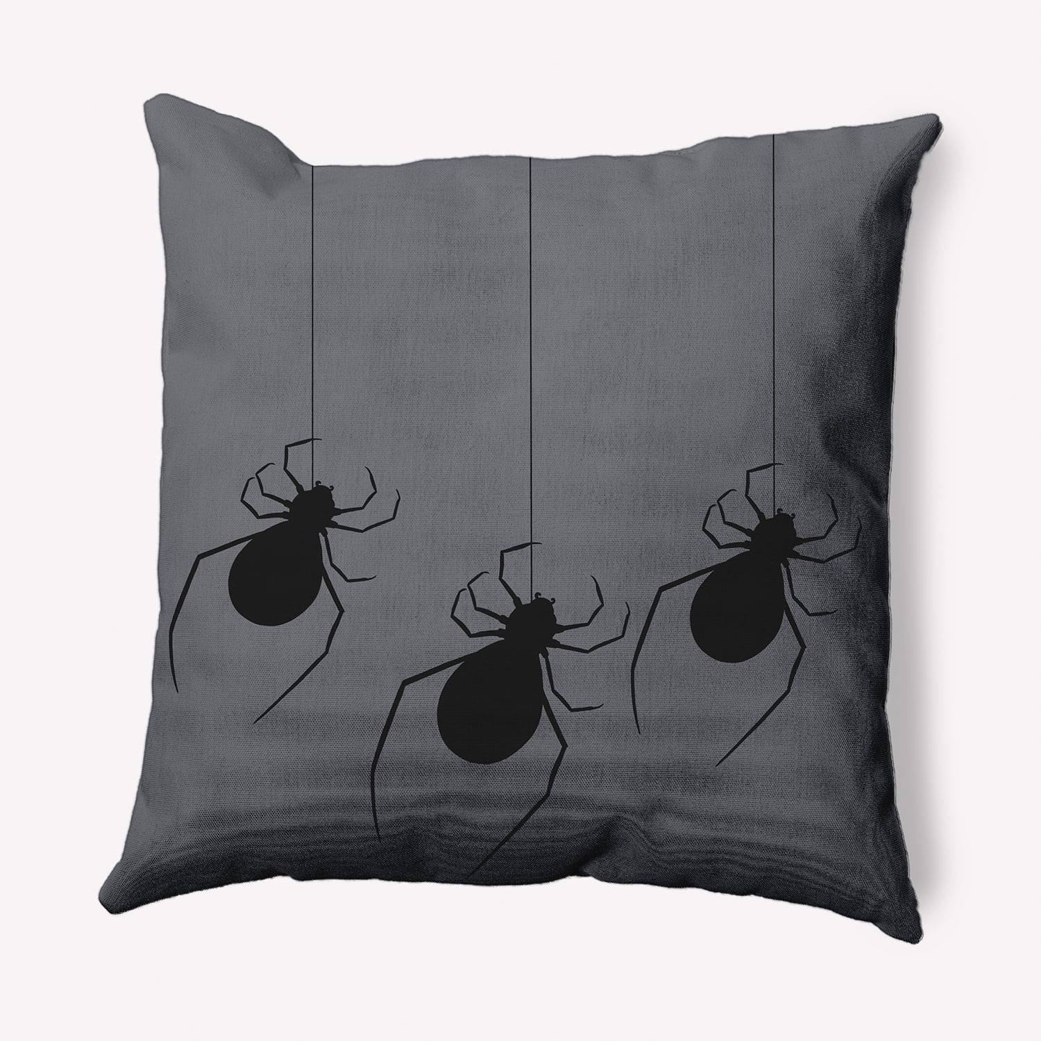 18" x 18" Simply Daisy Hanging Spiders Halloween Polyester Accent Pillow, Steel Gray Qty 1