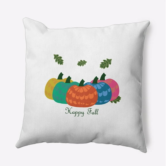 18" x 18" Simply Daisy Happy Fall Pumpkins Polyester Indoor/Outdoor Pillow, Harvest Orange Qty 1