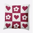 thumbnail image 1 of 18" x 18" Simply Daisy Heart And Flowers Grid Polyester Accent Pillow, Bold Pink Qty 1, 1 of 3