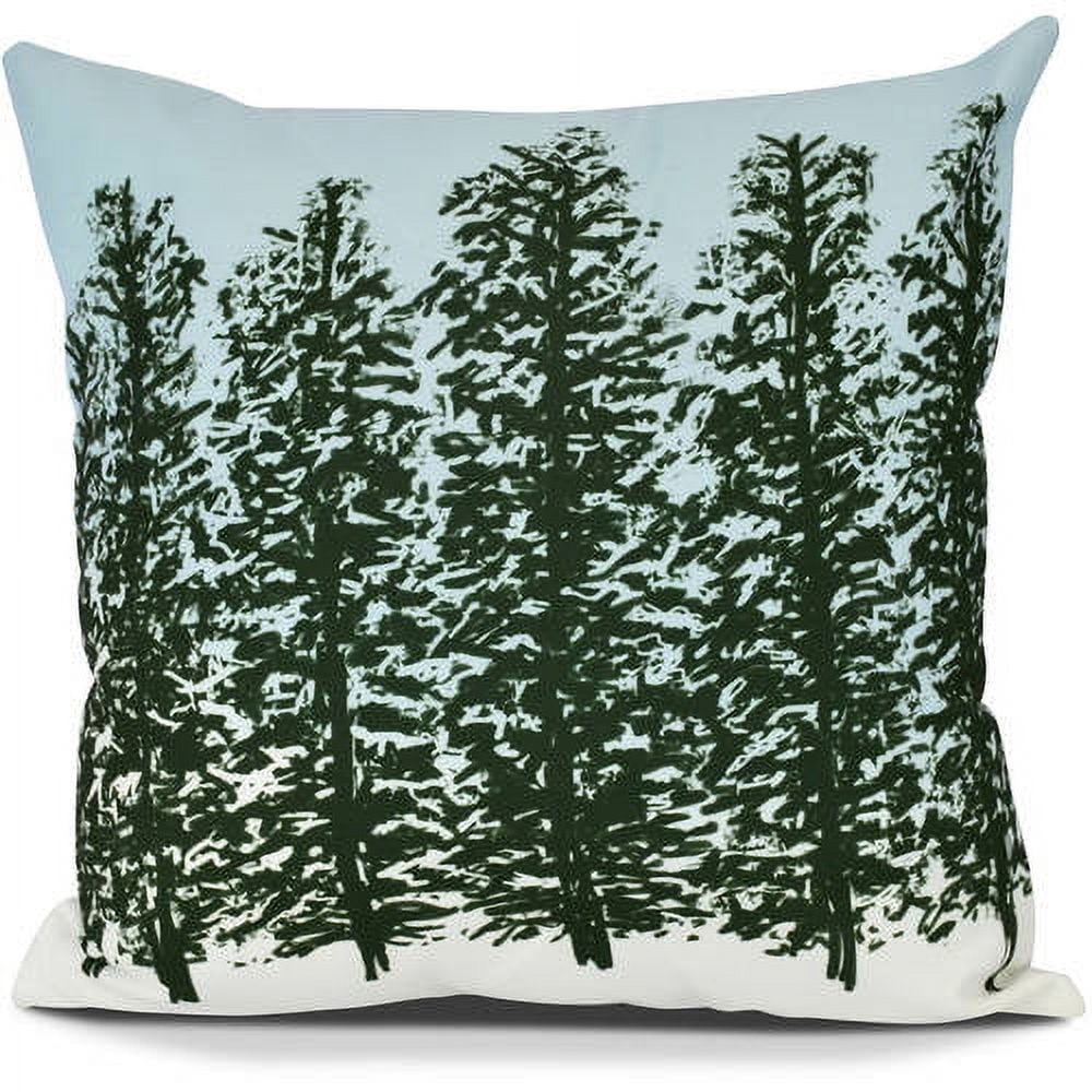 18" x 18" Simply Daisy Hidden Forrest Winter Polyester Indoor/Outdoor Pillow, Green Qty 1