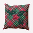 thumbnail image 1 of 18" x 18" Simply Daisy Holly on Plaid Polyester Indoor/Outdoor Pillow, Christmas Pink Qty 1, 1 of 3