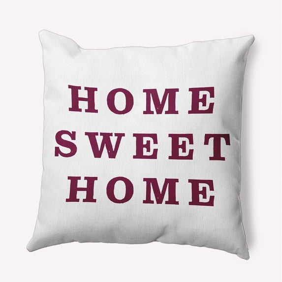 18" x 18" Simply Daisy Home Sweet Home Indoor/Outdoor Pillow, Maroon Red Qty 1