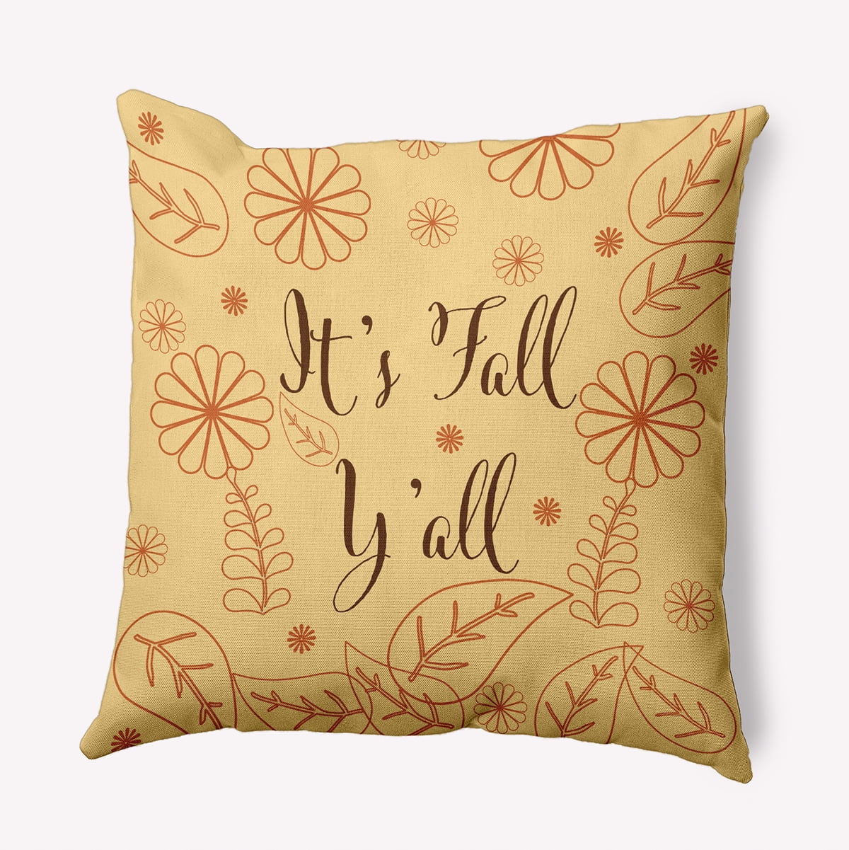 18" x 18" Simply Daisy It's Fall Y'all Polyester Indoor/Outdoor Pillow, Golden Haze Qty 1