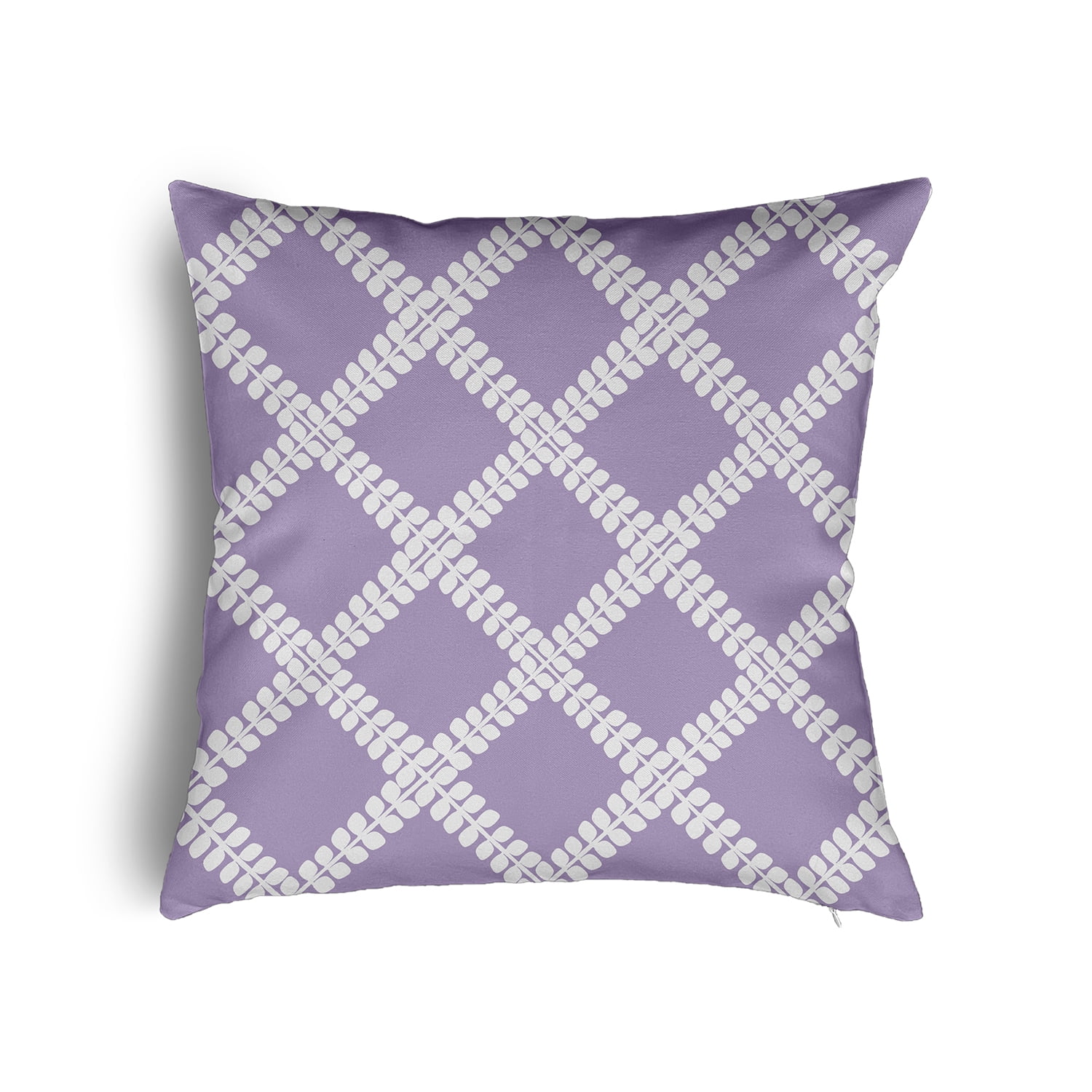 18" x 18" Simply Daisy Leaf Plaid Poly Pillow with Zipper, Lilac Qty 1
