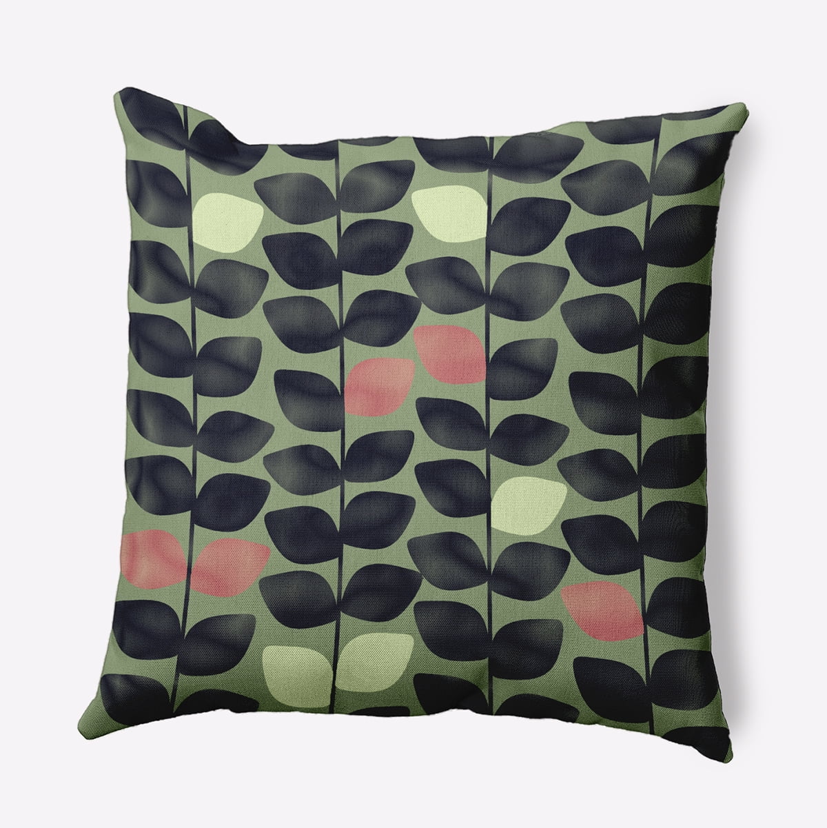 18" x 18" Simply Daisy Leaves and Branches Polyester Indoor/Outdoor Pillow, Green Tea Qty 1
