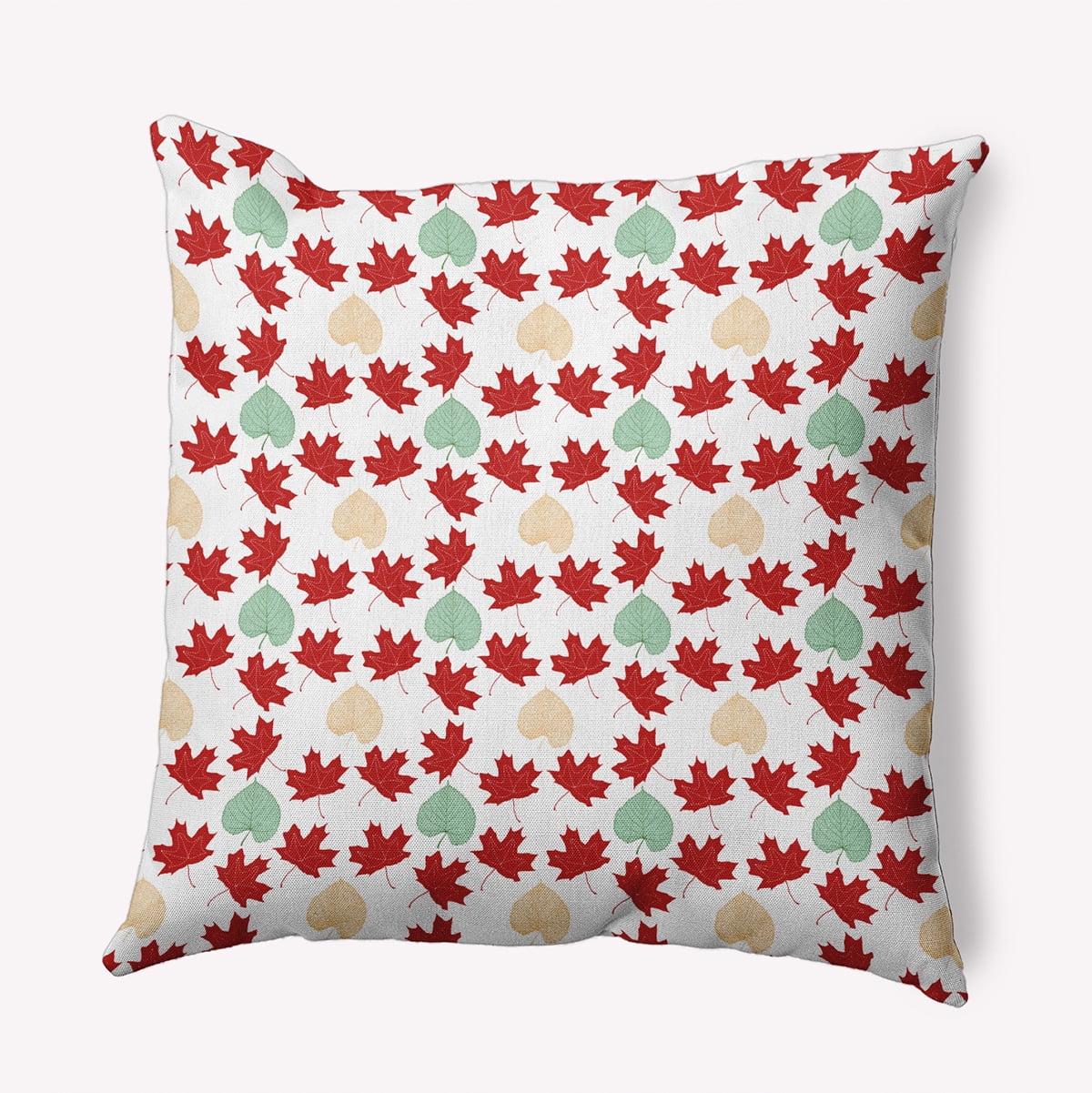 18" x 18" Simply Daisy Lots of Leaves Polyester Indoor/Outdoor Pillow, Dark Red Qty 1