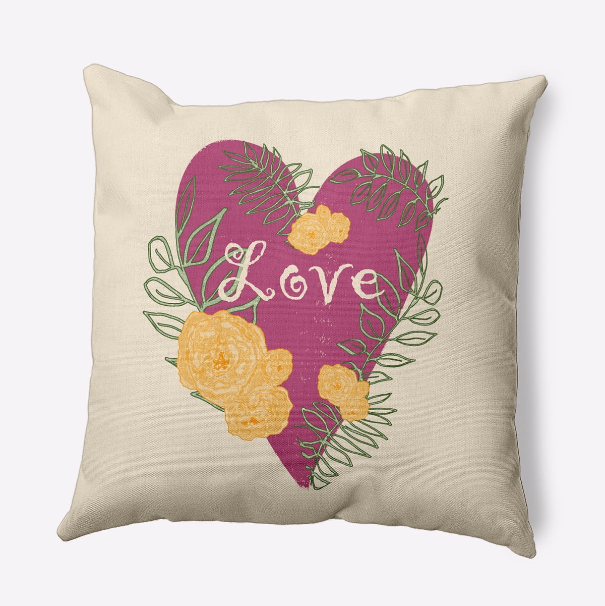 18" x 18" Simply Daisy Love And Roses Polyester Indoor/Outdoor Pillow, Pink Qty 1