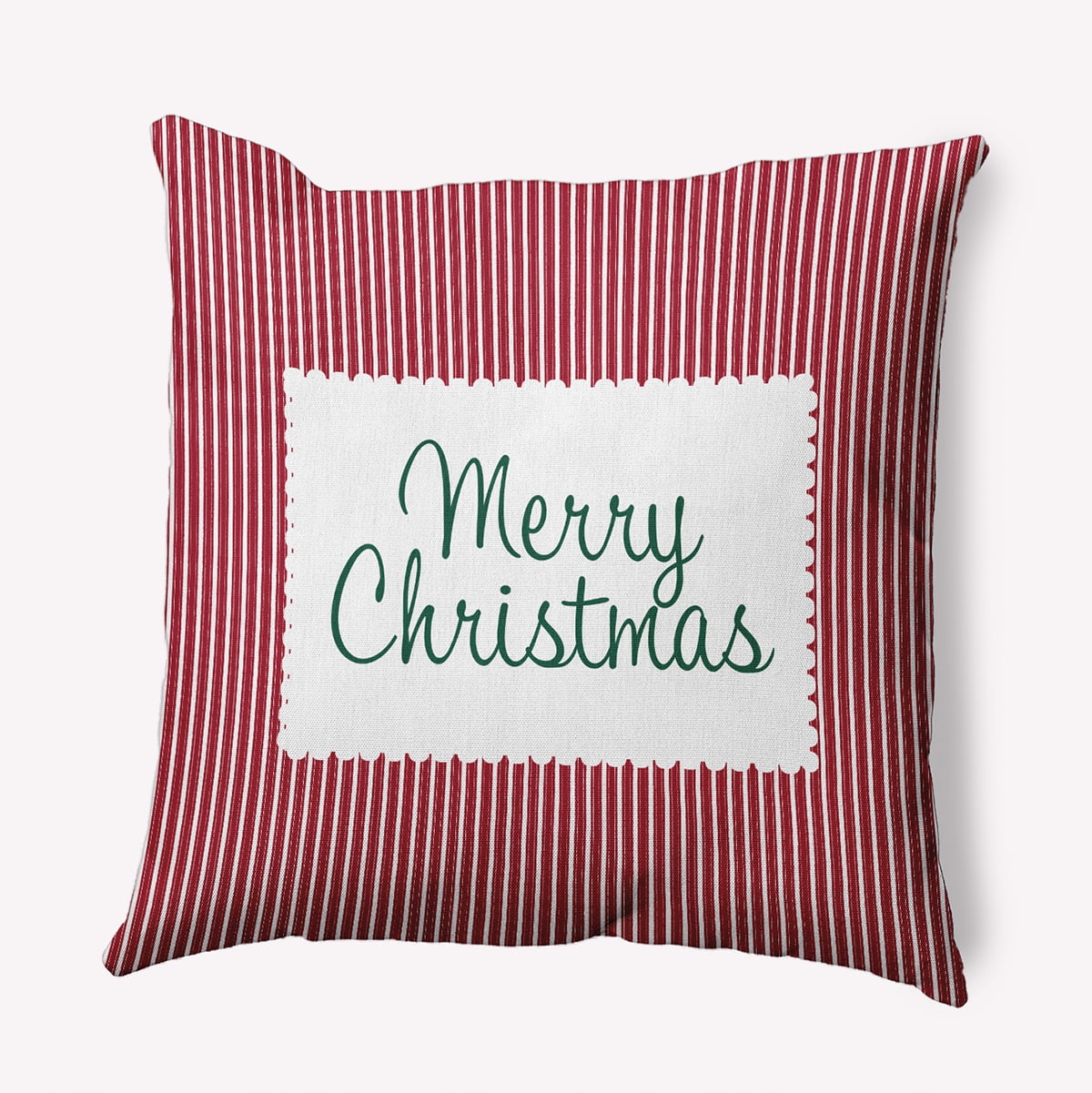 18" x 18" Simply Daisy Merry Christmas Ticking Polyester Accent Pillow, Haute Red Qty 1