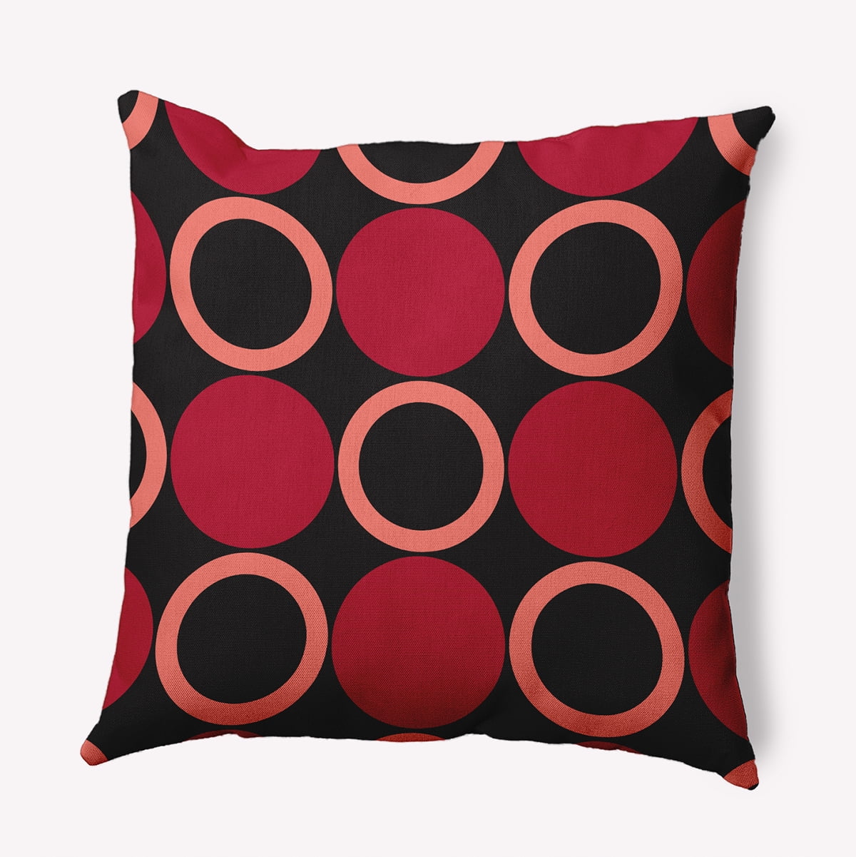 18" x 18" Simply Daisy Mod Circles Polyester Accent Pillow, Dark Red Qty 1