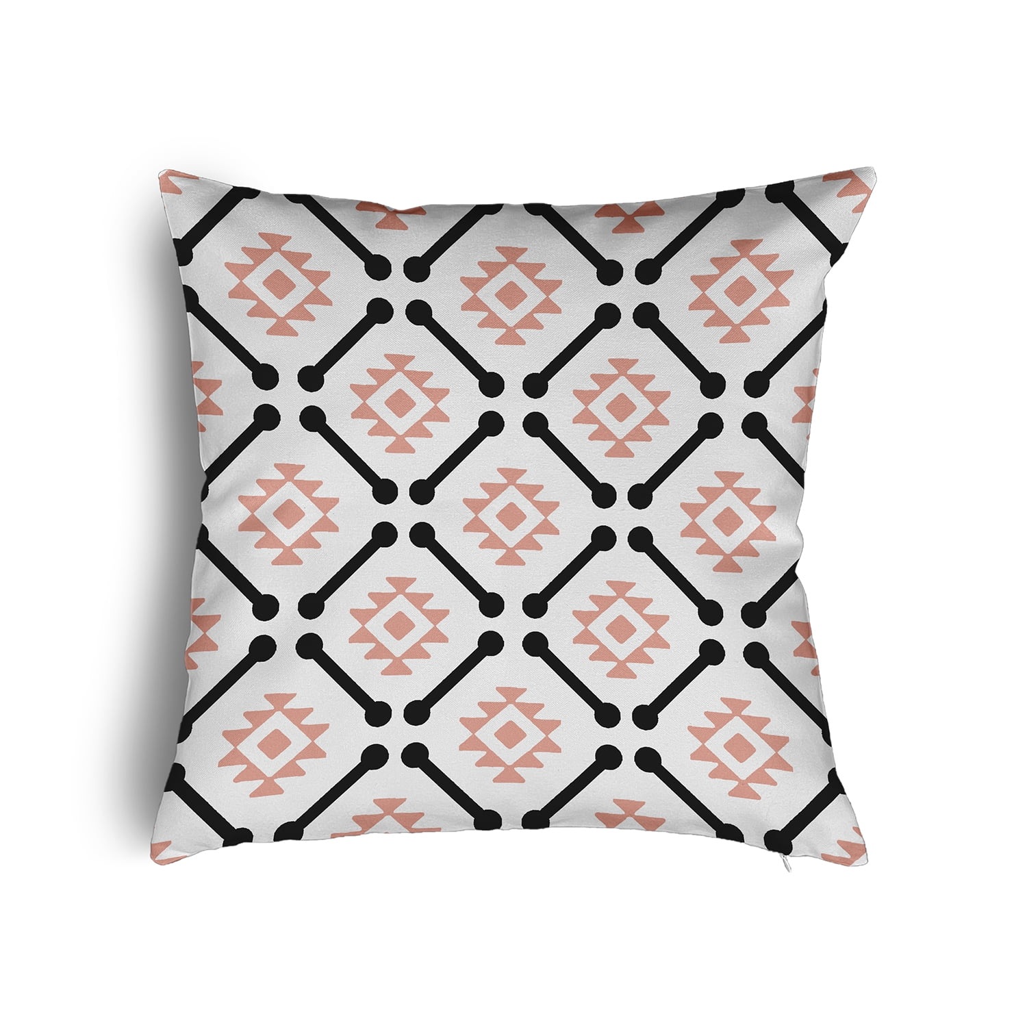 18" x 18" Simply Daisy Modern Tribal Pattern Poly Pillow with Zipper, Soft Coral Qty 1