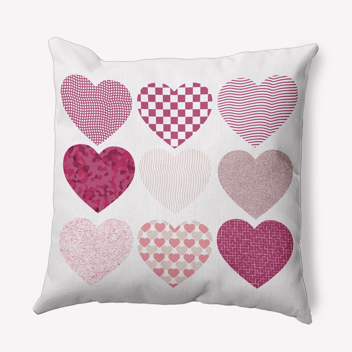 18" x 18" Simply Daisy Patterned Hearts Polyester Accent Pillow, Pink Qty 1