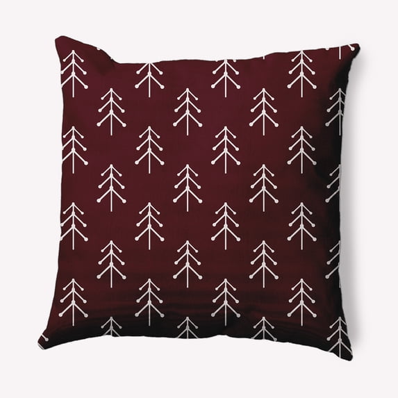 18" x 18" Simply Daisy Patterned Trees Winter Polyester Accent Pillow, Christmas Burgandy Qty 1