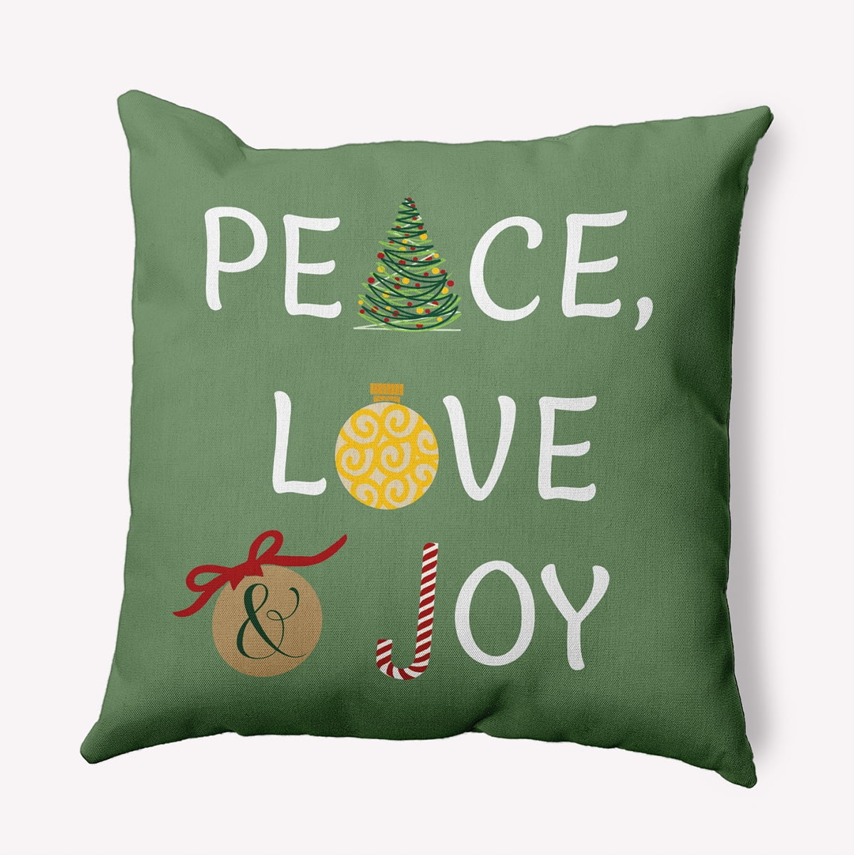 18" x 18" Simply Daisy Peace Love Joy Polyester Accent Pillow, Edamame Qty 1