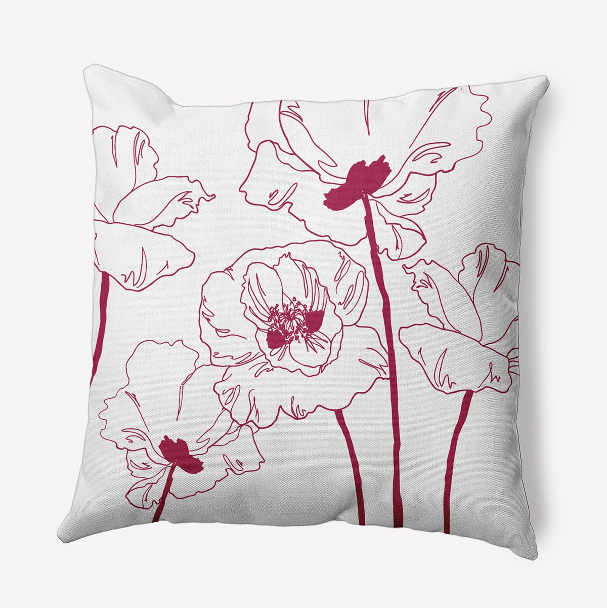 18" x 18" Simply Daisy Popping Poppies Polyester Indoor/Outdoor Pillow, Bold Pink Qty 1