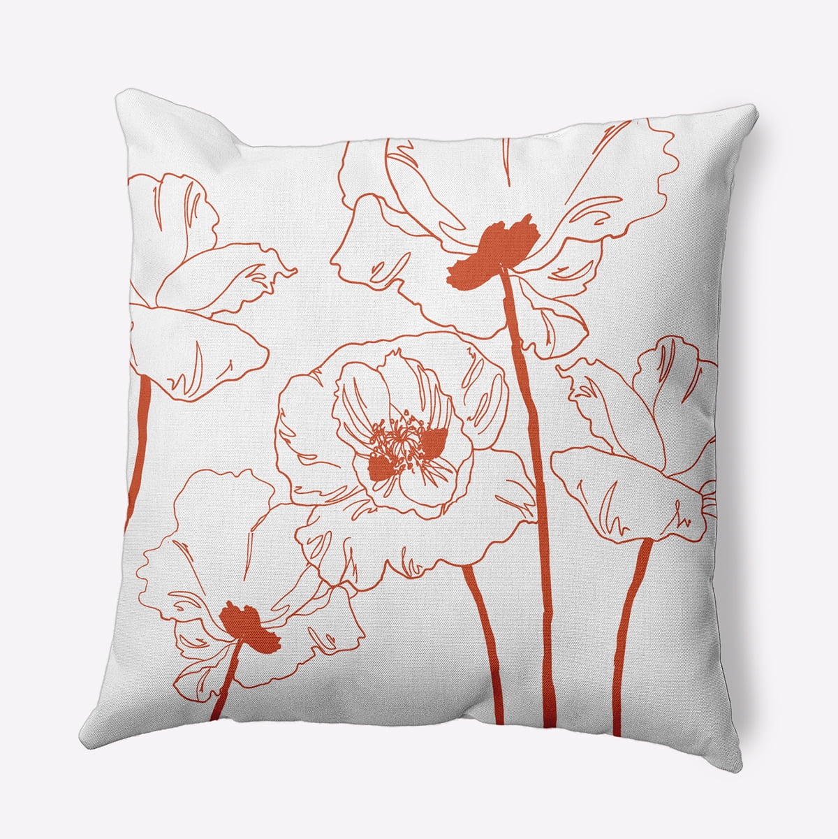 18" x 18" Simply Daisy Popping Poppies Polyester Indoor/Outdoor Pillow, Surf Board Orange Qty 1
