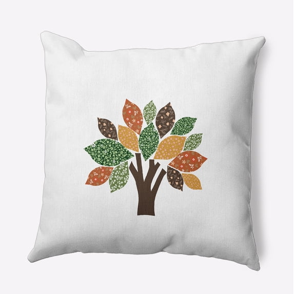 18" x 18" Simply Daisy Printed Quilt Tree Polyester Indoor/Outdoor Pillow, Forest Green Qty 1