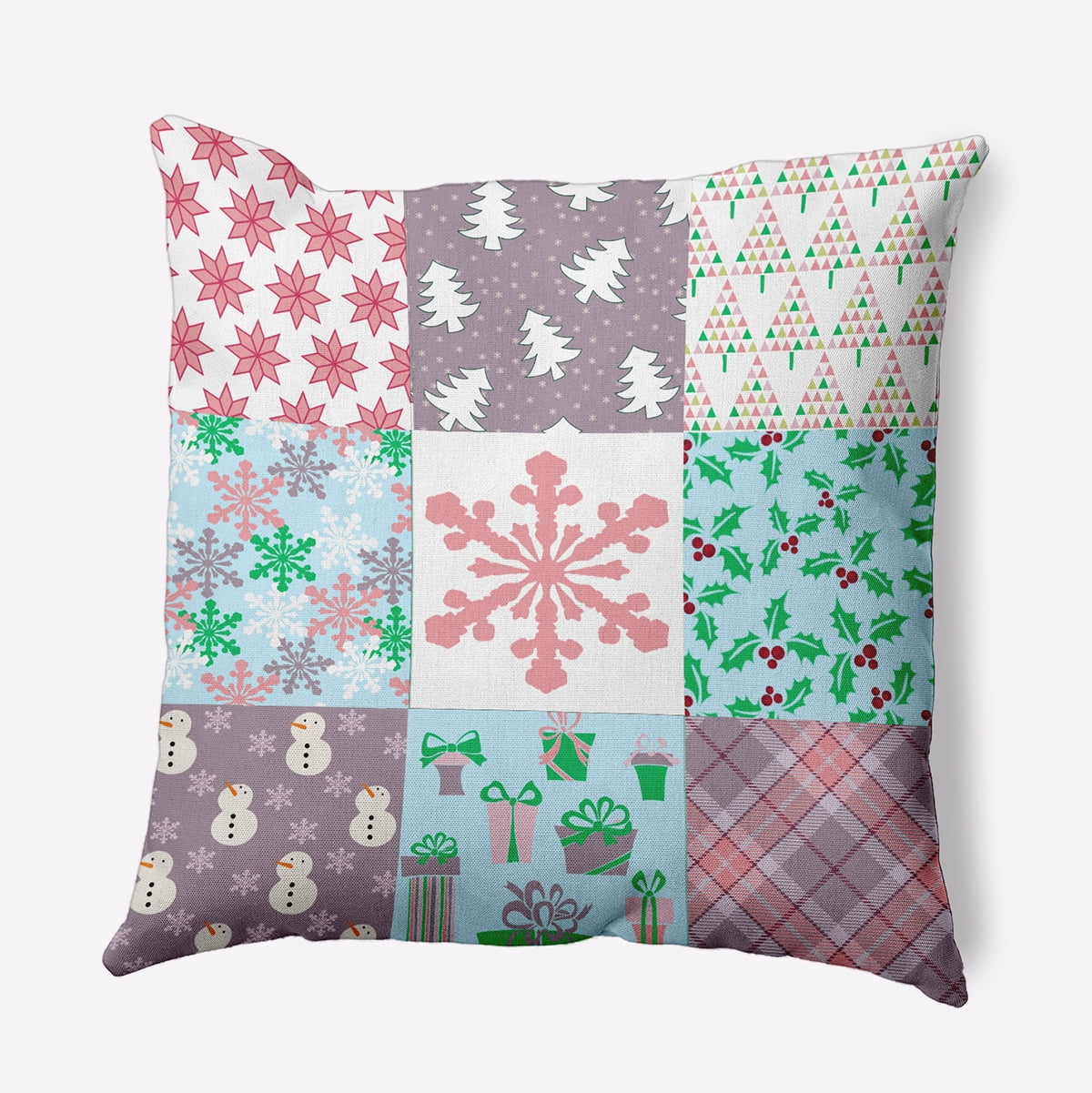 18" x 18" Simply Daisy Quilted Christmas Polyester Accent Pillow, Pink Icing Qty 1
