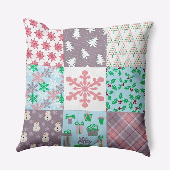 18" x 18" Simply Daisy Quilted Christmas Polyester Accent Pillow, Pink Icing Qty 1