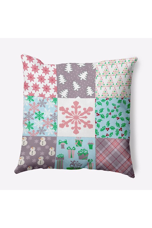 18" x 18" Simply Daisy Quilted Christmas Polyester Indoor/Outdoor Pillow, Pink Icing Qty 1