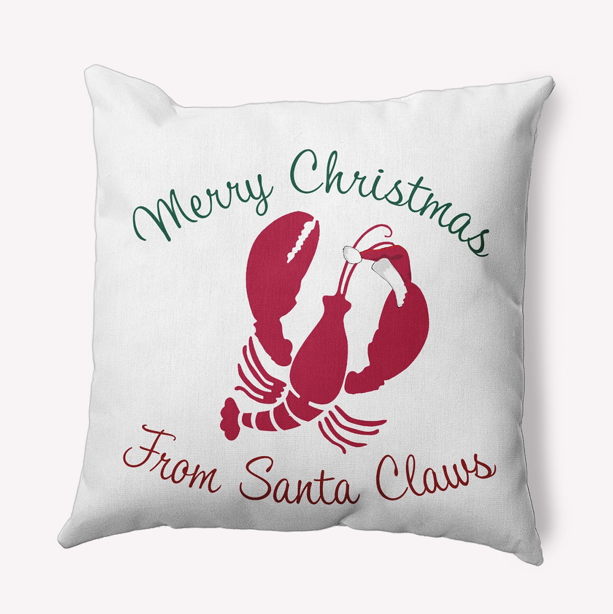 18" x 18" Simply Daisy Santa Claws Lobster Polyester Accent Pillow, Christmas Pink Qty 1