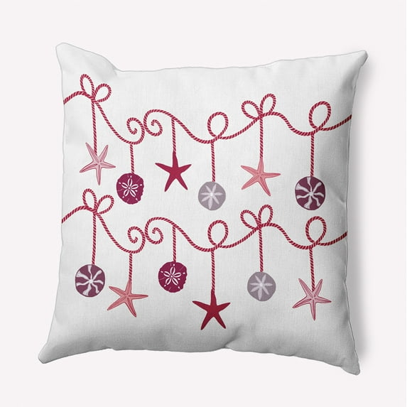 18" x 18" Simply Daisy Sea Ornaments Polyester Accent Pillow, Christmas Pink Qty 1