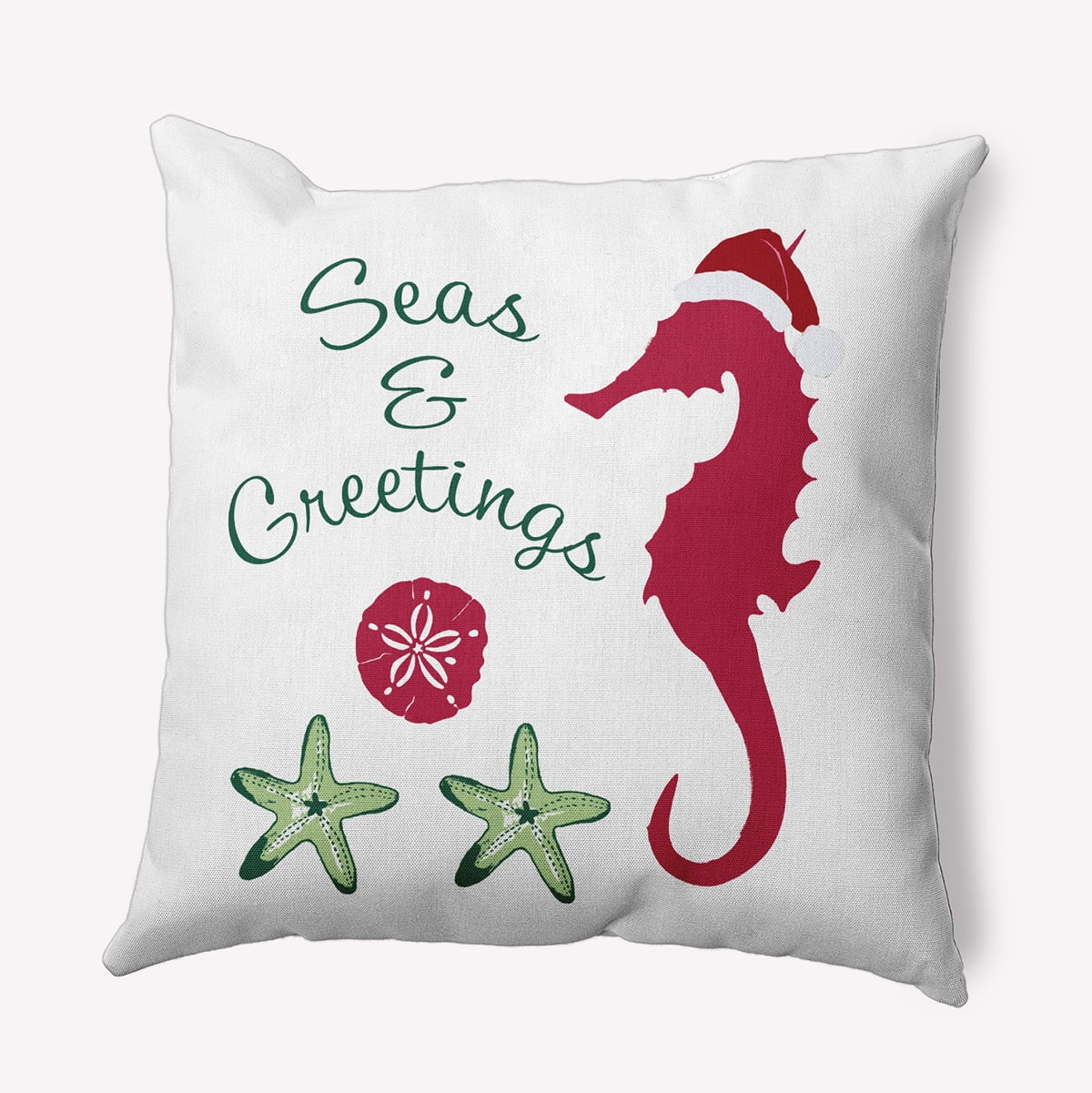 18" x 18" Simply Daisy Seas and Greetings Polyester Accent Pillow, Christmas Pink Qty 1