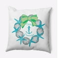 thumbnail image 1 of 18" x 18" Simply Daisy Seas and Greetings Wreath Polyester Indoor/Outdoor Pillow, Turquoise Qty 1, 1 of 3