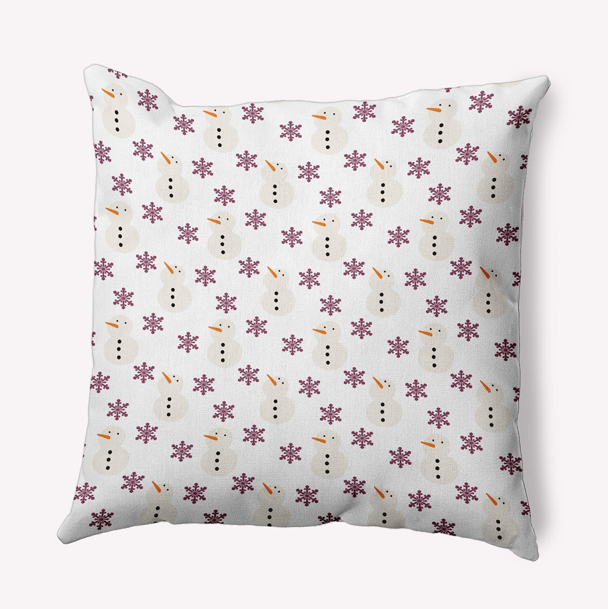 18" x 18" Simply Daisy Snow Men In Snowstorm Polyester Indoor/Outdoor Pillow, Passion Flower Qty 1