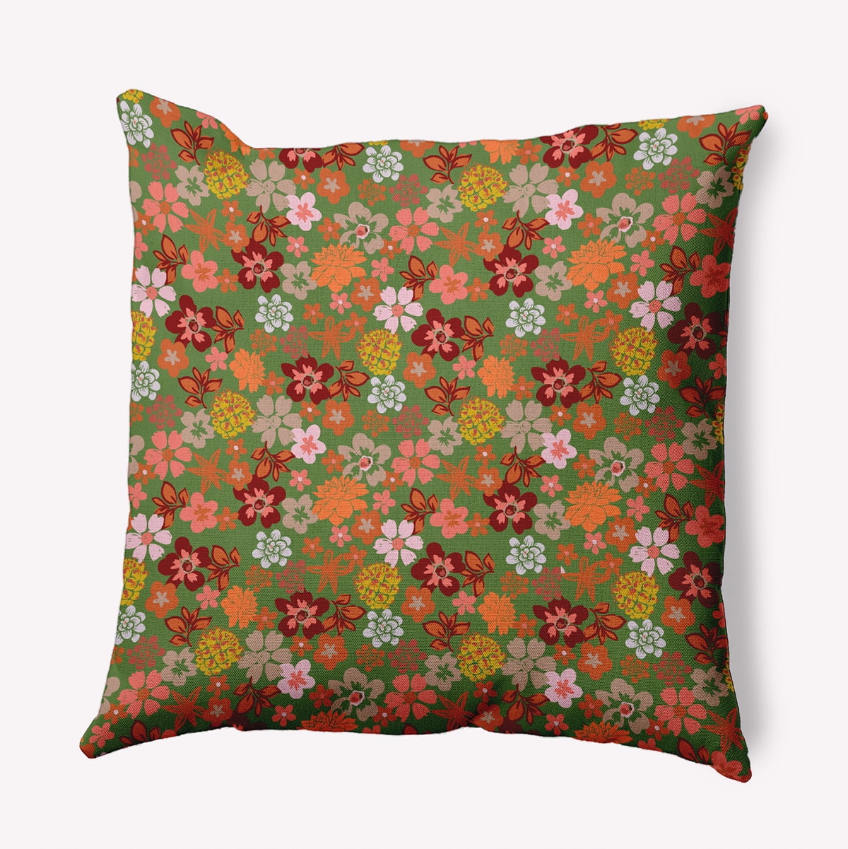 18" x 18" Simply Daisy Succulent Garden Polyester Indoor/Outdoor Pillow, Scallion Qty 1