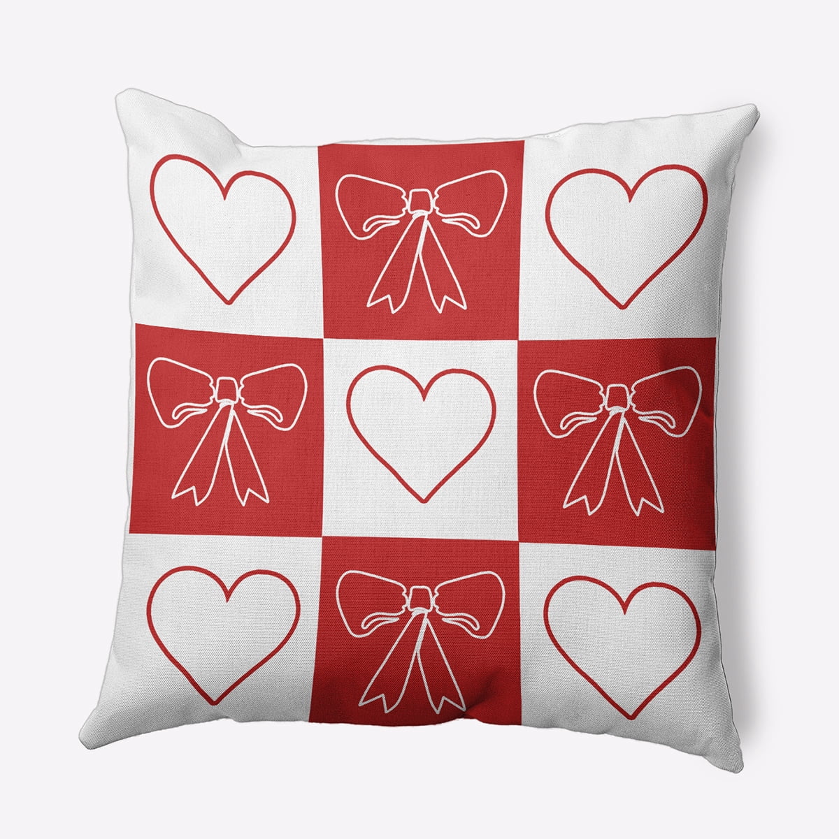 18" x 18" Simply Daisy Sweet Bows and Hearts Polyester Indoor/Outdoor Pillow, White Qty 1