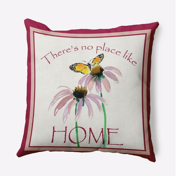 18" x 18" Simply Daisy There's No Place Like Home Polyester Indoor/Outdoor Pillow, Bold Pink Qty 1