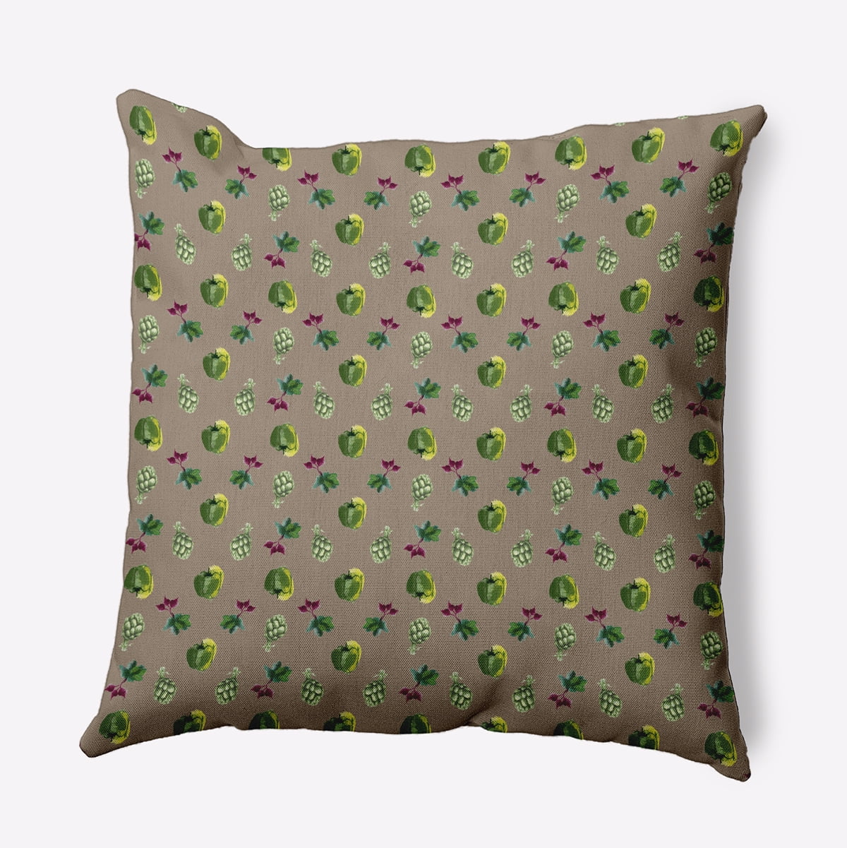 18" x 18" Simply Daisy Three Veggies Pattern Polyester Accent Pillow, Doe Qty 1