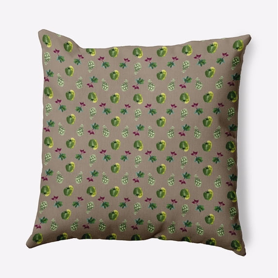 18" x 18" Simply Daisy Three Veggies Pattern Polyester Accent Pillow, Doe Qty 1