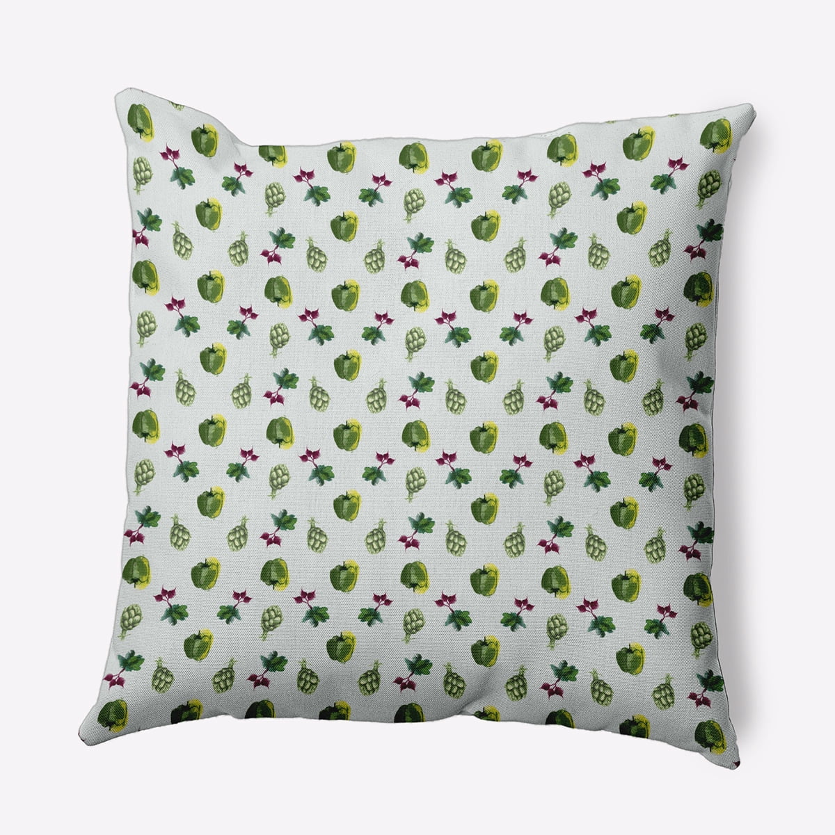 18" x 18" Simply Daisy Three Veggies Pattern Polyester Indoor/Outdoor Pillow, Pale Green Qty 1