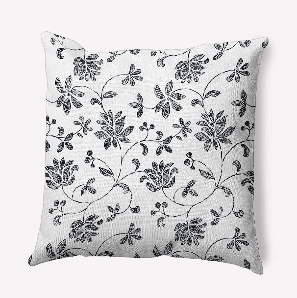 18" x 18" Simply Daisy Traditional Floral Indoor/Outdoor Polyester Throw Pillow, Black Qty 1