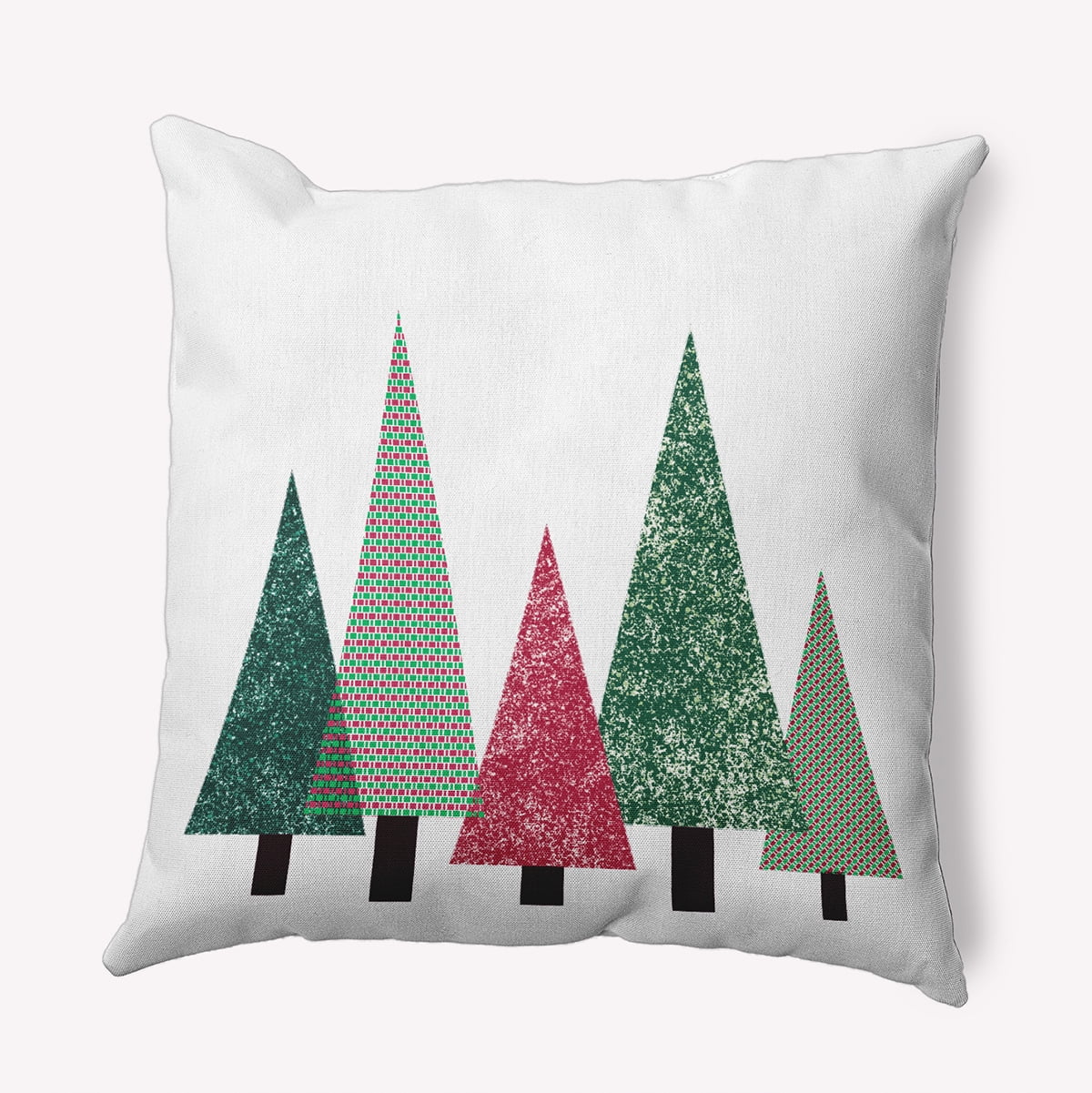 18" x 18" Simply Daisy Triangle Trees Polyester Indoor/Outdoor Pillow, Christmas Pink Qty 1