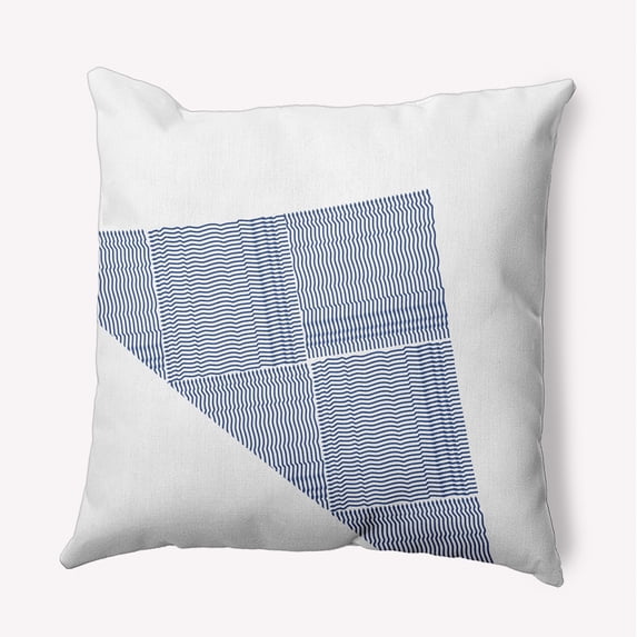 18" x 18" Simply Daisy Triangles & Squares Indoor/Outdoor Pillow, Nautical Navy Qty 1