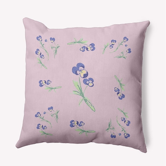 18" x 18" Simply Daisy Violets Scattered Polyester Indoor/Outdoor Pillow, Pail Orchid Qty 1