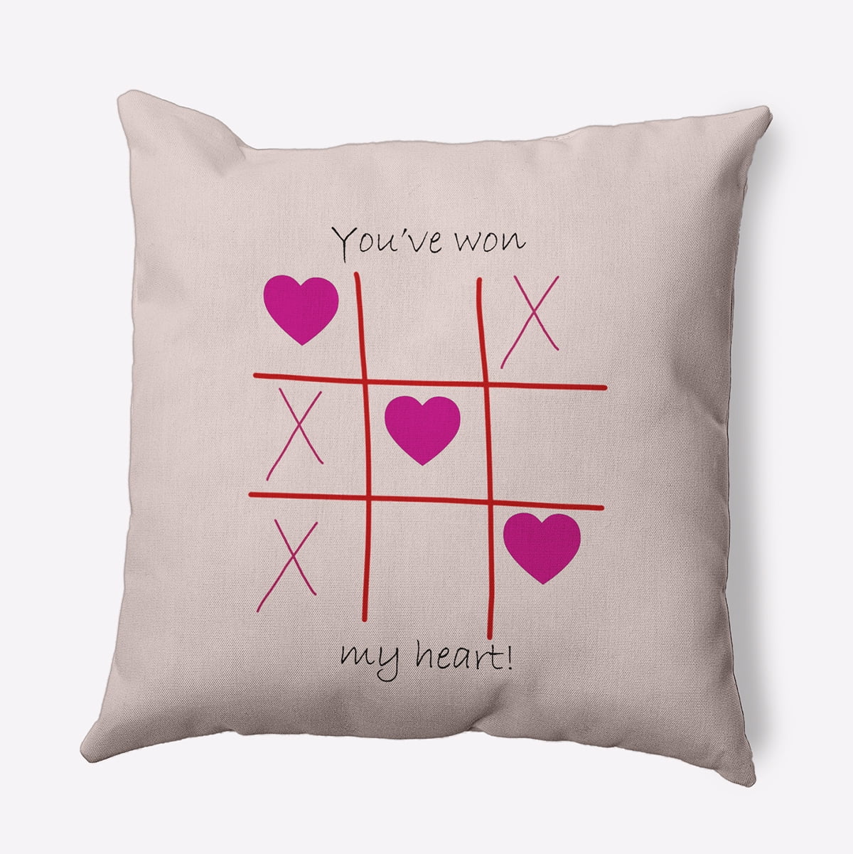 18" x 18" Simply Daisy You've Won My Heart Polyester Accent Pillow, Pale Pink Qty 1