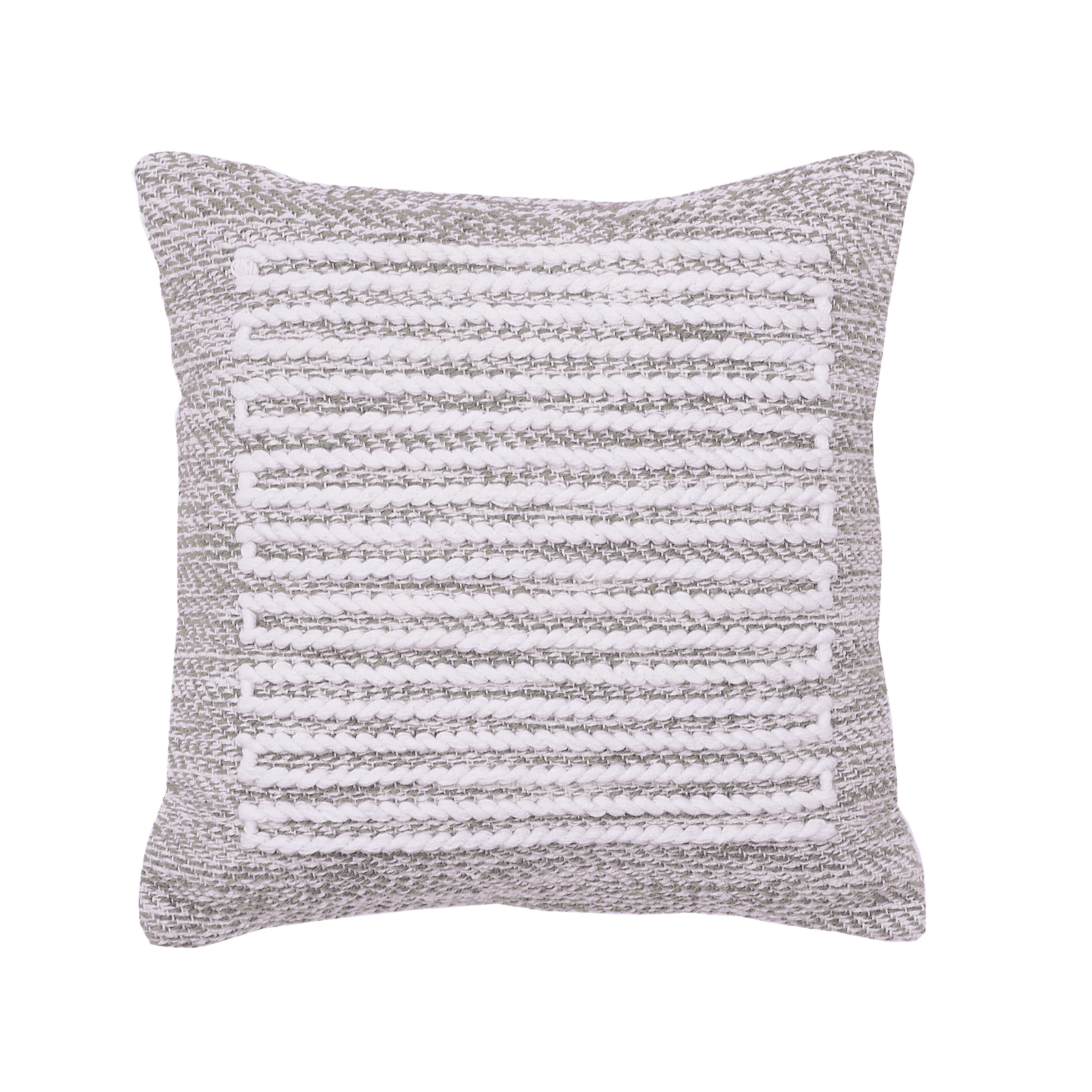 Stella 18" Gray and White Cotton Geometric Square Throw Pillow